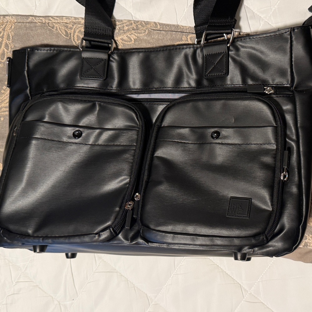 Elegant Black Laptop Bag for Women- Metallic black